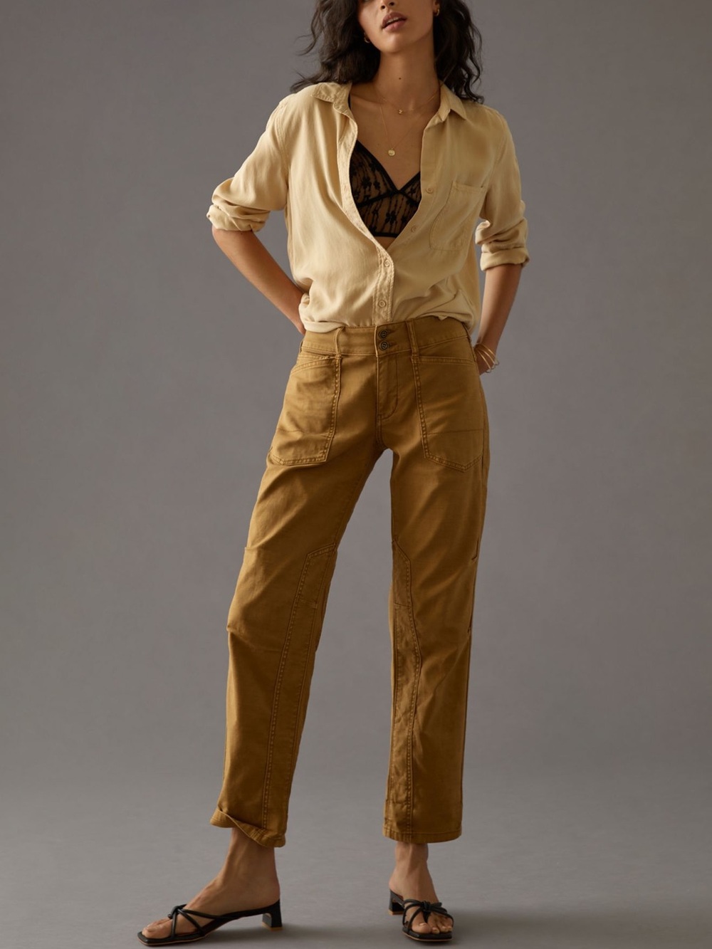 Pilcro By Anthropologie The Wanderer Low Rise Pants Bronze